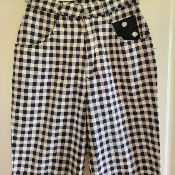 EMANUELLE - High waisted checkered/ polka dot jeans - Picture 10 of 15